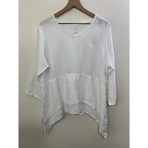 100% Linen Cottage Lagenlook Minimalist Tunic Top S Coastal Resort Lagom Scandi